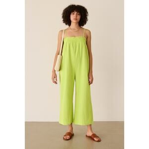 Ali Golden Elastic Jumper Jumpsuit Linen Yellow Citron Wide Leg Alienates Large